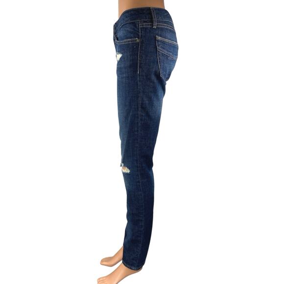 GAP 1969 Always Skinny Women's Blue Distressed Low Rise Denim Jeans Pants Sz 26 - Picture 2 of 6